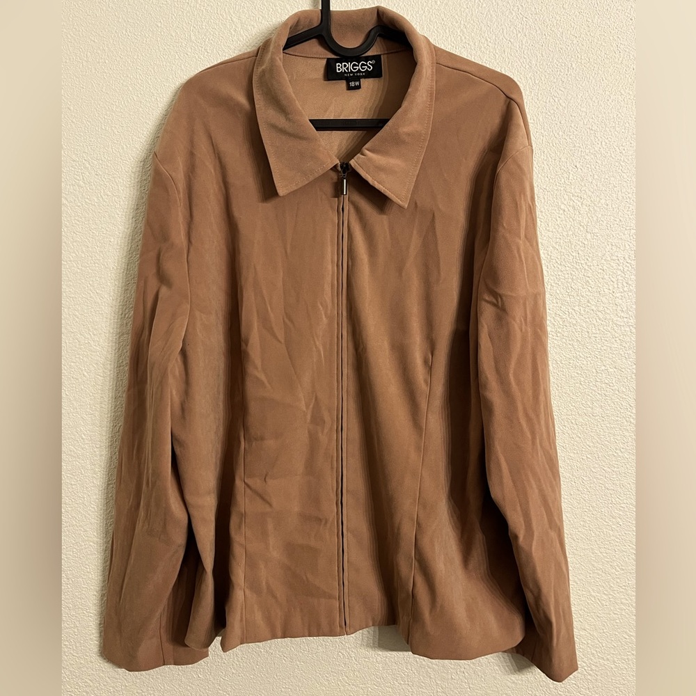 Vintage Briggs NY Brown Faux Suede Zip Up Jacket Blacker